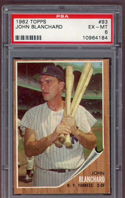 1962 Topps Baseball #093 John Blanchard Yankees PSA 6 EX-MT 561079