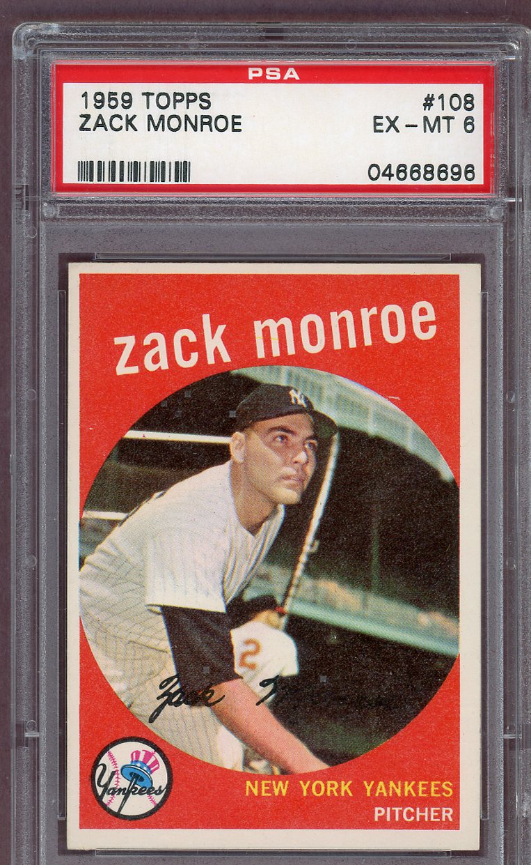 1959 Topps Baseball #108 Zack Monroe Yankees PSA 6 EX-MT 561084