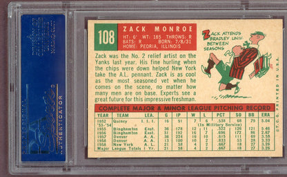 1959 Topps Baseball #108 Zack Monroe Yankees PSA 6 EX-MT 561084