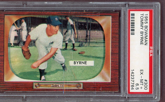 1955 Bowman Baseball #300 Tommy Byrne Yankees PSA 6.5 EX-MT+ 561088