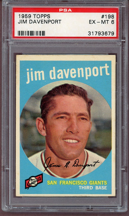 1959 Topps Baseball #198 Jim Davenport Giants PSA 6 EX-MT 561089