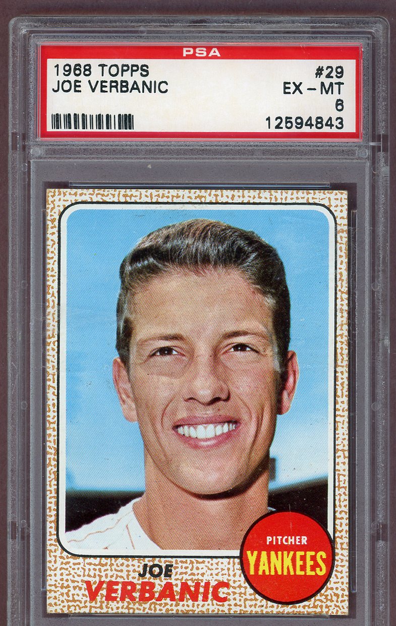 1968 Topps Baseball #029 Joe Verbanic Yankees PSA 6 EX-MT 561091