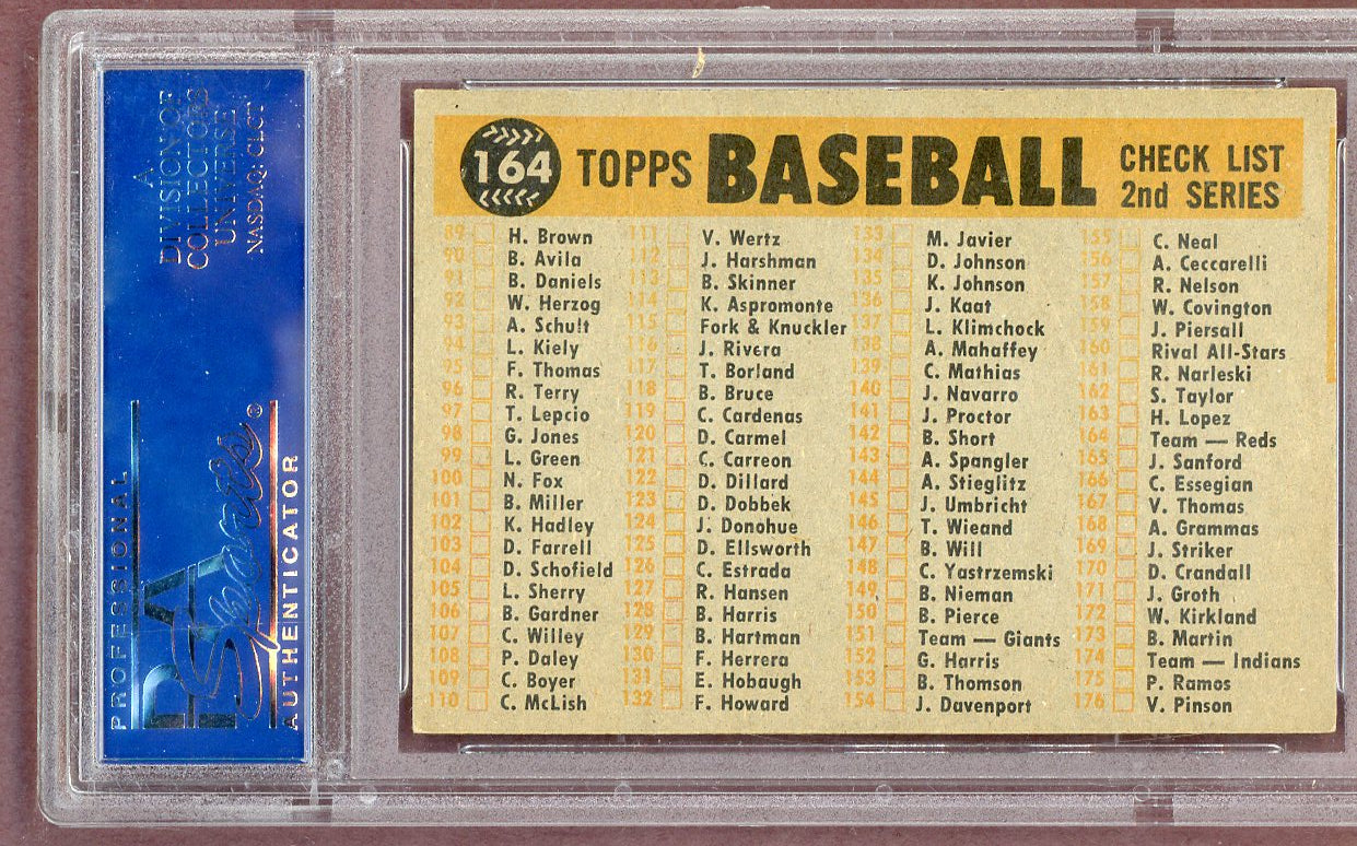 1960 Topps Baseball #164 Cincinnati Reds Team PSA 6 EX-MT 561096