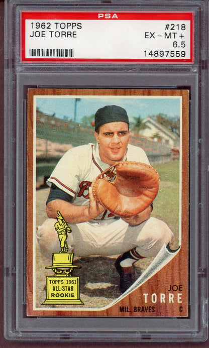 1962 Topps Baseball #218 Joe Torre Braves PSA 6.5 EX-MT+ 561097