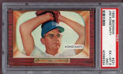 1955 Bowman Baseball #231 Jim Konstanty Yankees PSA 6 EX-MT mc 561102