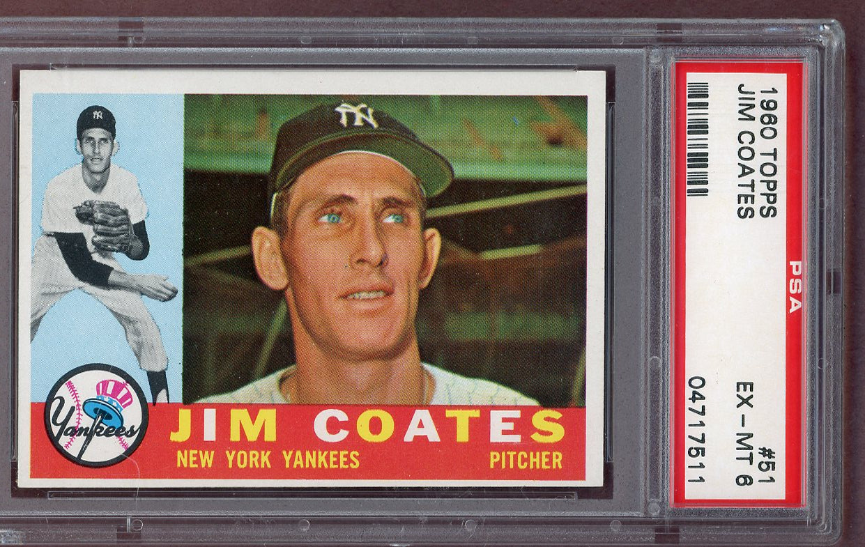 1960 Topps Baseball #051 Jim Coates Yankees PSA 6 EX-MT 561103