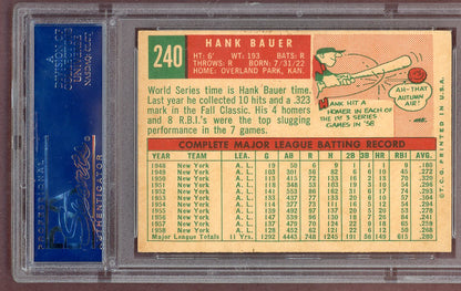 1959 Topps Baseball #240 Hank Bauer Yankees PSA 5 EX 561107