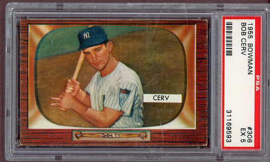 1955 Bowman Baseball #306 Bob Cerv Yankees PSA 5 EX 561113