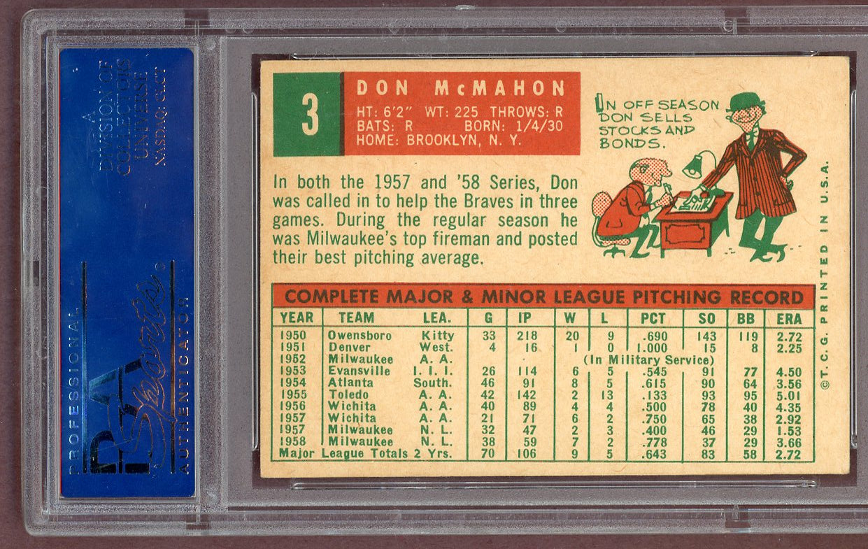 1959 Topps Baseball #003 Don Mcmahon Braves PSA 5 EX 561115