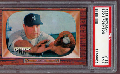 1955 Bowman Baseball #153 Eddie Robinson Yankees PSA 5 EX 561116