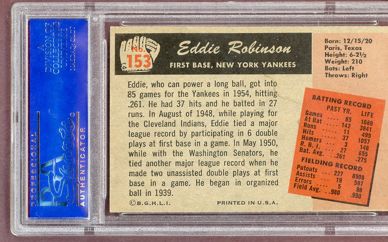 1955 Bowman Baseball #153 Eddie Robinson Yankees PSA 5 EX 561116