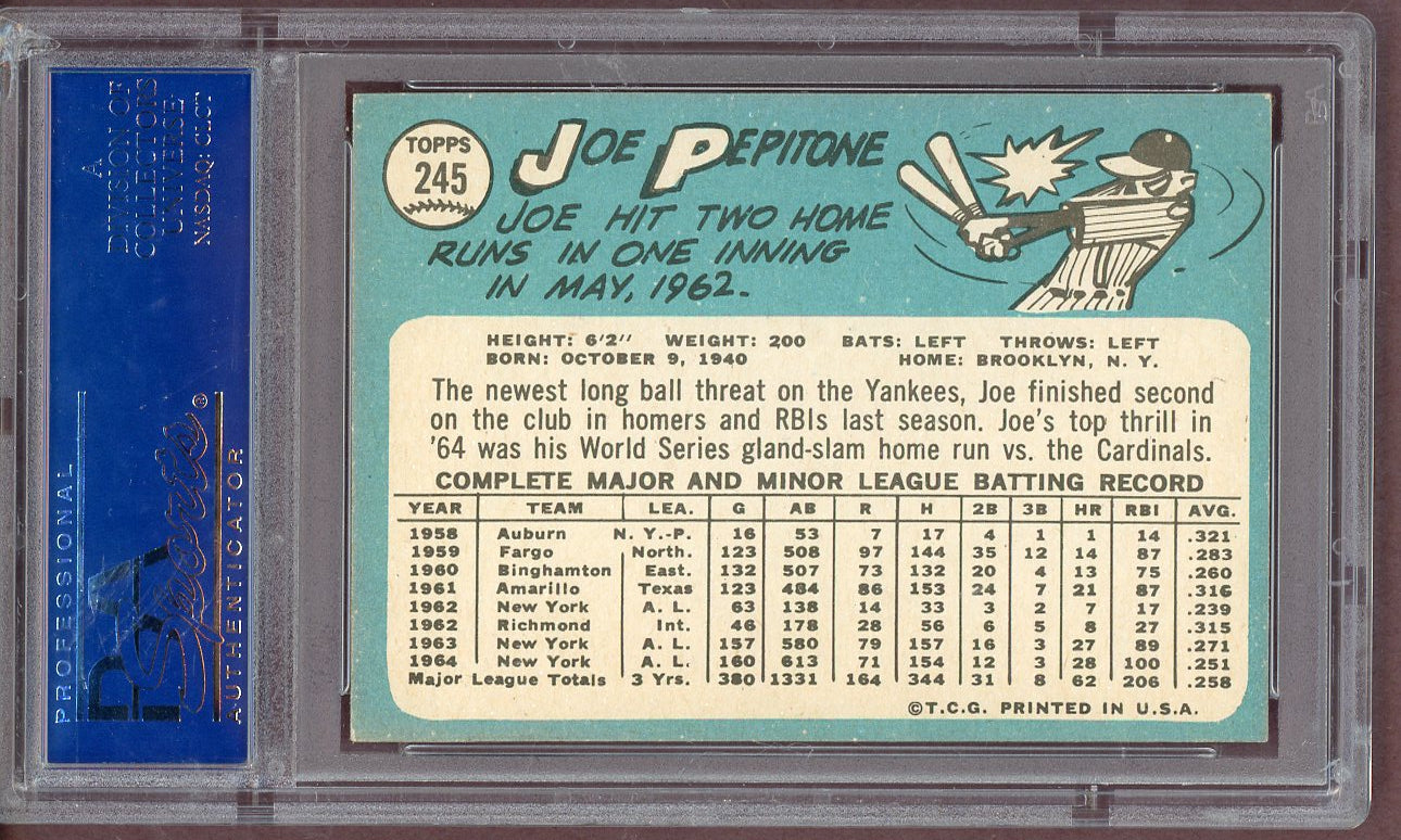 1965 Topps Baseball #245 Joe Pepitone Yankees PSA 5 EX 561117