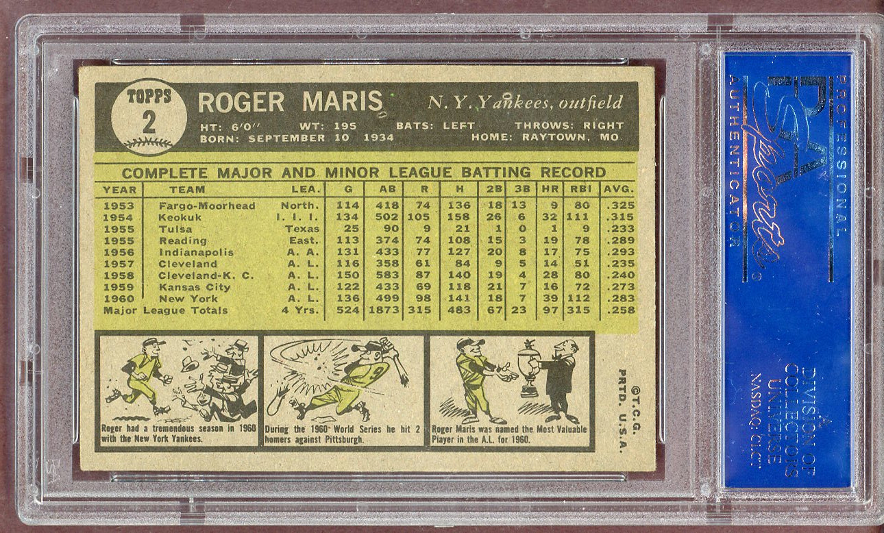 1961 Topps Baseball #002 Roger Maris Yankees PSA 5 EX 561118