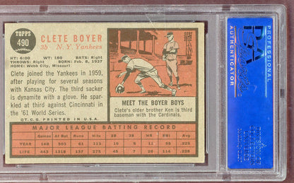 1962 Topps Baseball #490 Clete Boyer Yankees PSA 5 EX 561120
