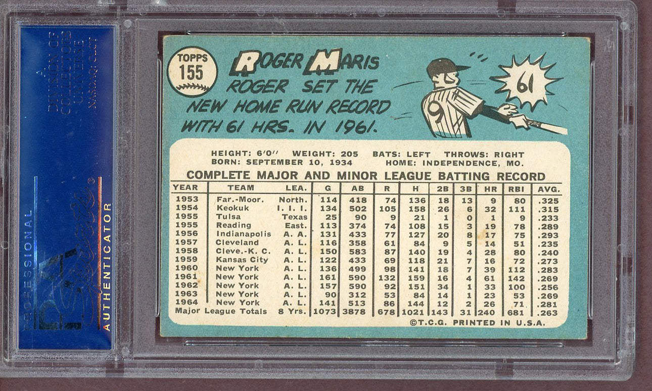 1965 Topps Baseball #155 Roger Maris Yankees PSA 5 EX 561121