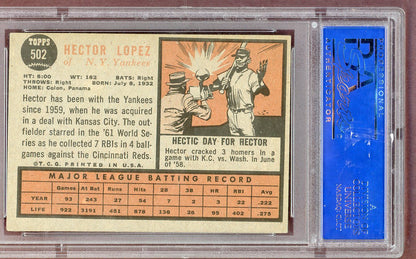1962 Topps Baseball #502 Hector Lopez Yankees PSA 5 EX 561124