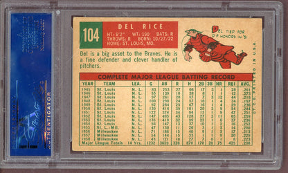 1959 Topps Baseball #104 Del Rice Braves PSA 5 EX 561125