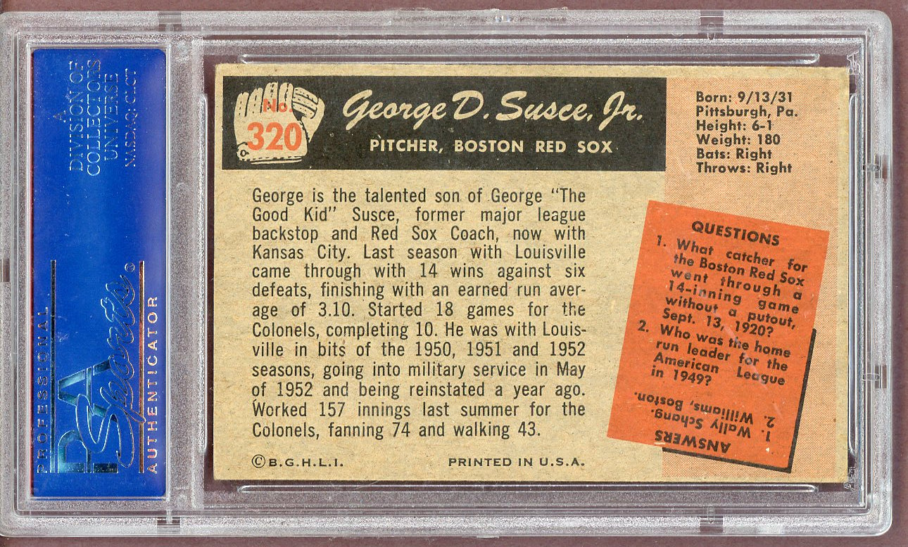 1955 Bowman Baseball #320 George Susce Red Sox PSA 5 EX 561126