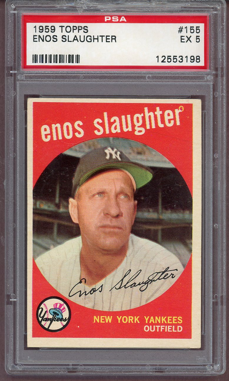 1959 Topps Baseball #155 Enos Slaughter Yankees PSA 5 EX 561130