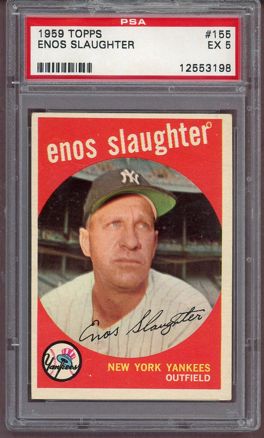 1959 Topps Baseball #155 Enos Slaughter Yankees PSA 5 EX 561130