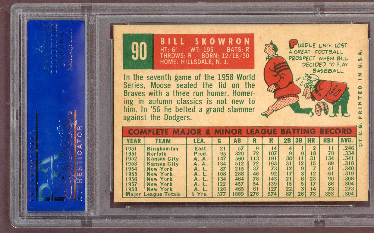 1959 Topps Baseball #090 Bill Skowron Yankees PSA 5 EX 561132