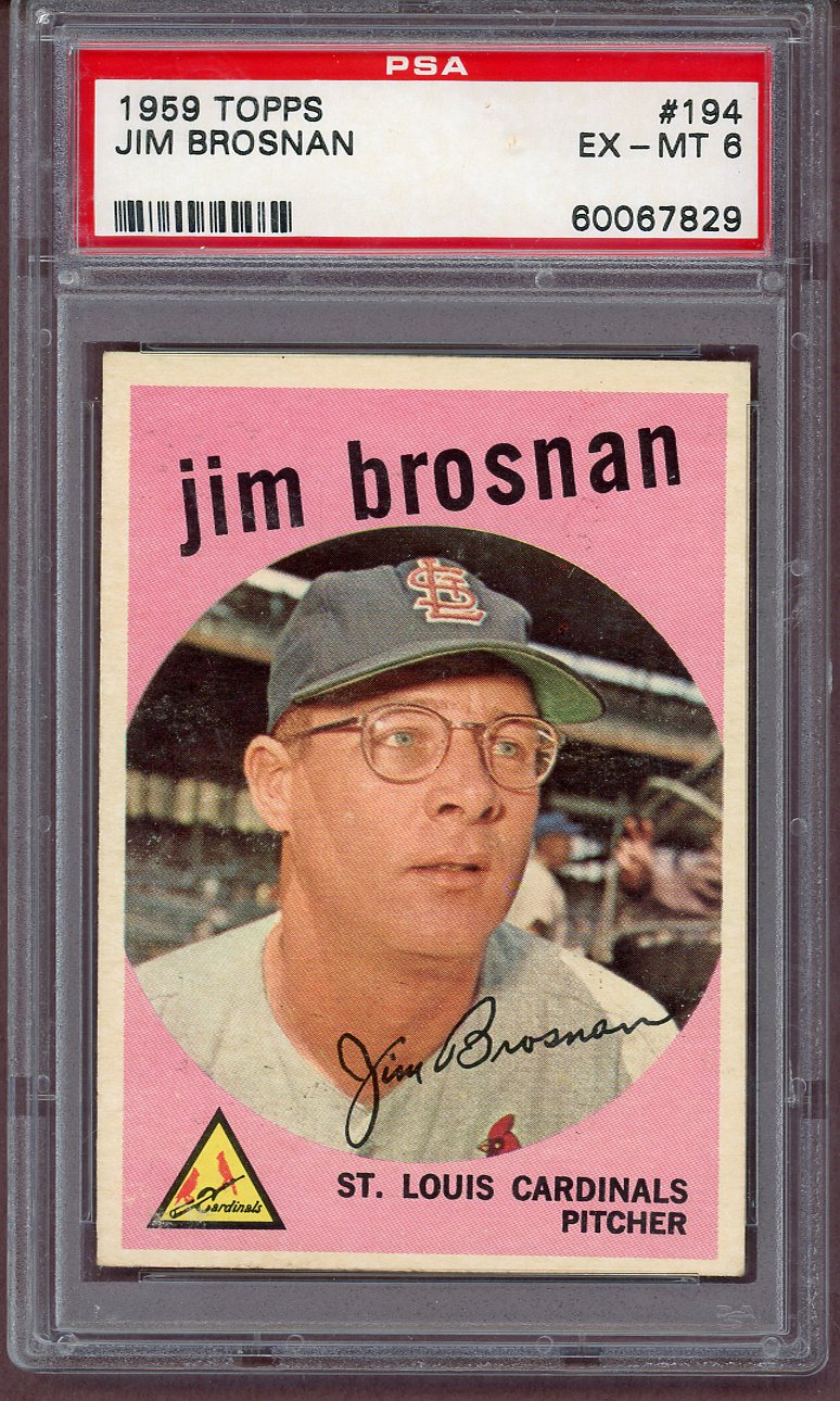 1959 Topps Baseball #194 Jim Brosnan Cardinals PSA 6 EX-MT 561133