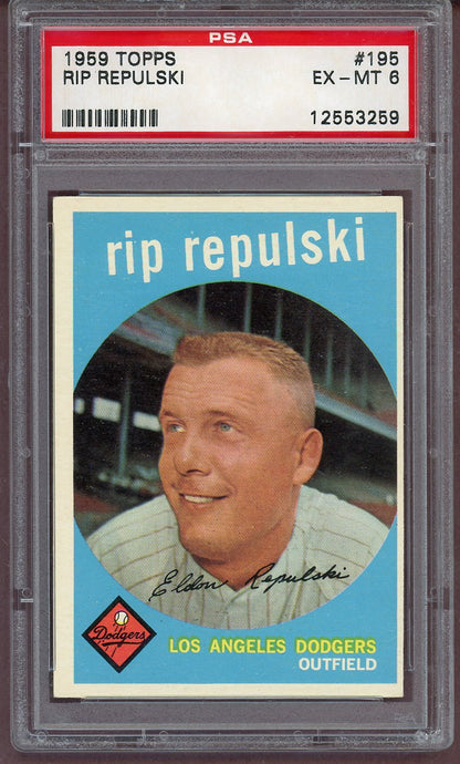 1959 Topps Baseball #195 Rip Repulski Dodgers PSA 6 EX-MT 561134