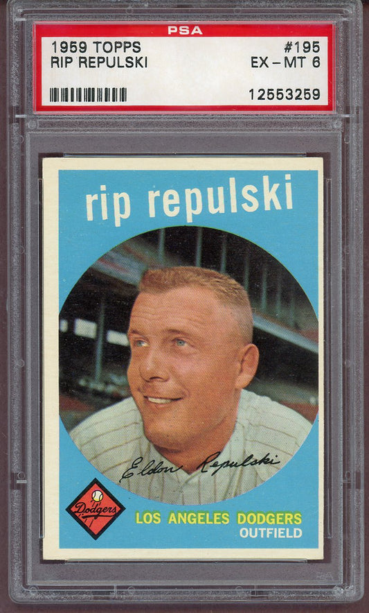 1959 Topps Baseball #195 Rip Repulski Dodgers PSA 6 EX-MT 561134