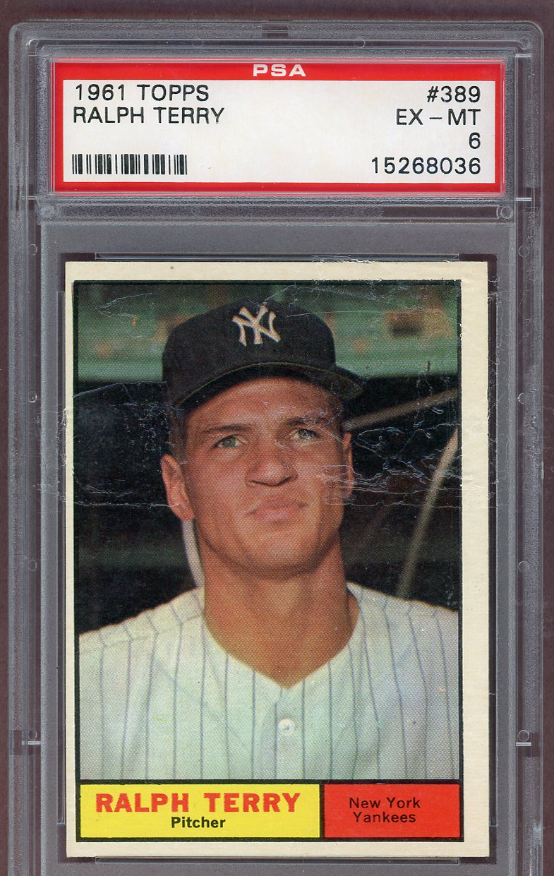 1961 Topps Baseball #389 Ralph Terry Yankees PSA 6 EX-MT 561135
