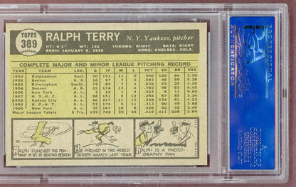 1961 Topps Baseball #389 Ralph Terry Yankees PSA 6 EX-MT 561135