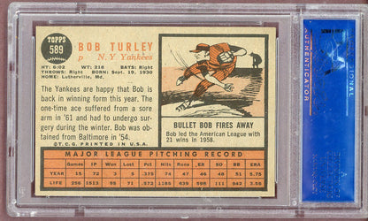 1962 Topps Baseball #589 Bob Turley Yankees PSA 6 EX-MT 561137
