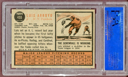 1962 Topps Baseball #455 Luis Arroyo Yankees PSA 6 EX-MT 561138