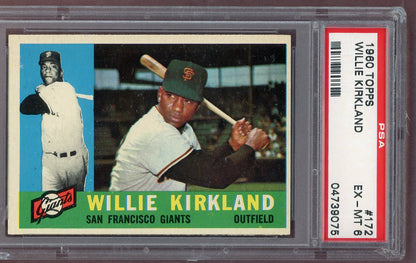 1960 Topps Baseball #172 Willie Kirkland Giants PSA 6 EX-MT 561139