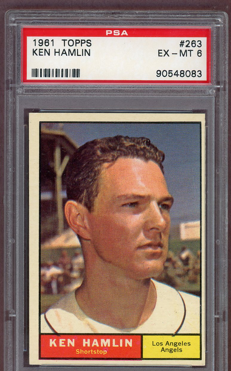 1961 Topps Baseball #263 Ken Hamlin Angels PSA 6 EX-MT 561144