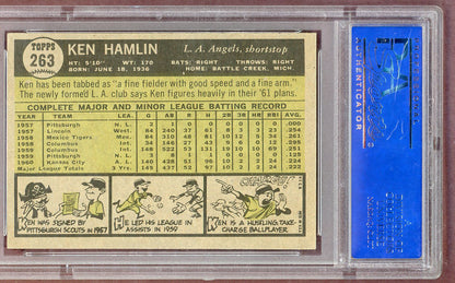1961 Topps Baseball #263 Ken Hamlin Angels PSA 6 EX-MT 561144