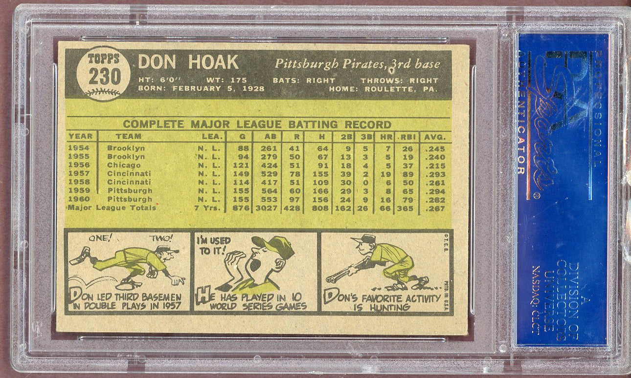 1961 Topps Baseball #230 Don Hoak Pirates PSA 6 EX-MT 561145