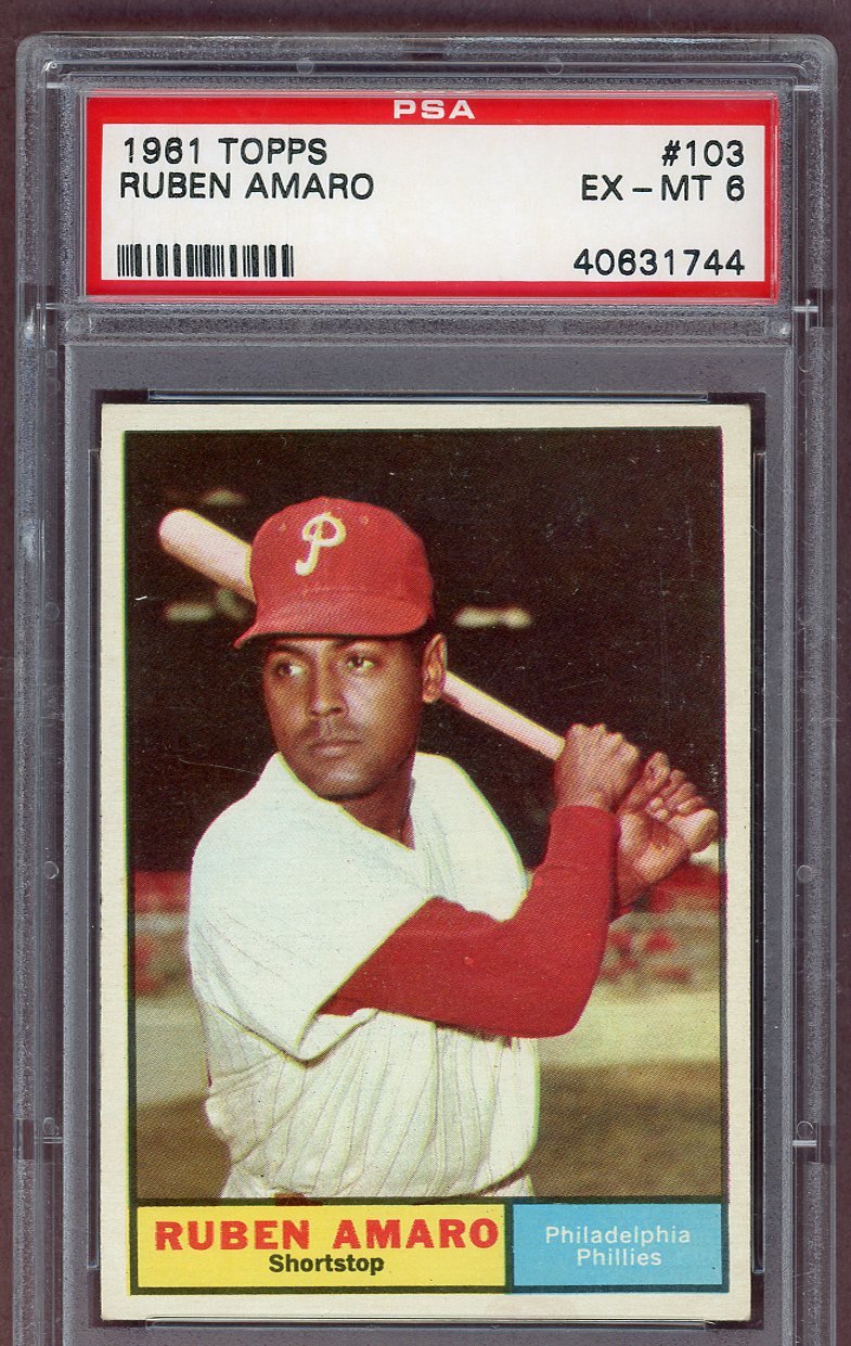 1961 Topps Baseball #103 Ruben Amaro Phillies PSA 6 EX-MT 561147
