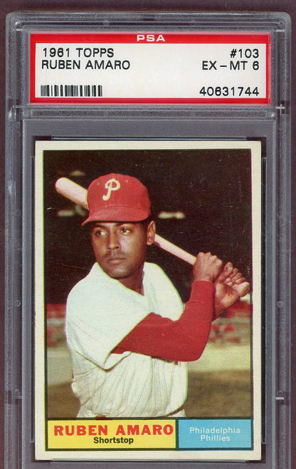 1961 Topps Baseball #103 Ruben Amaro Phillies PSA 6 EX-MT 561147