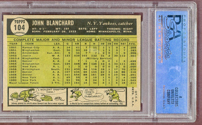 1961 Topps Baseball #104 John Blanchard Yankees PSA 6 EX-MT 561148