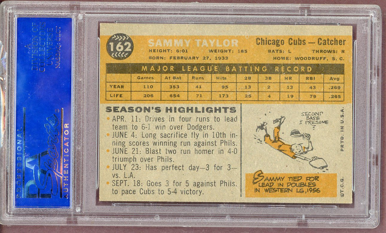 1960 Topps Baseball #162 Sammy Taylor Cubs PSA 6 EX-MT 561150