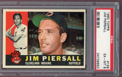 1960 Topps Baseball #159 Jimmy Piersall Indians PSA 6 EX-MT 561151