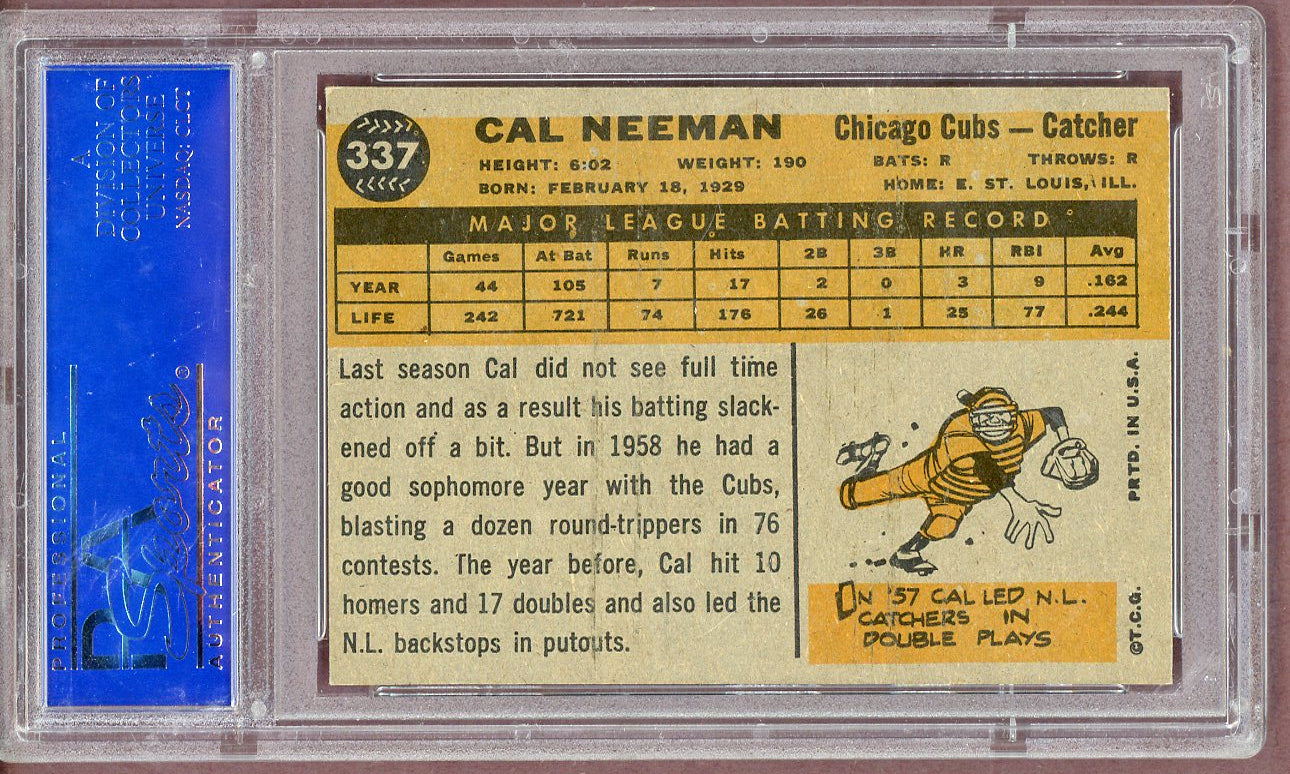 1960 Topps Baseball #337 Cal Neeman Cubs PSA 6 EX-MT 561153