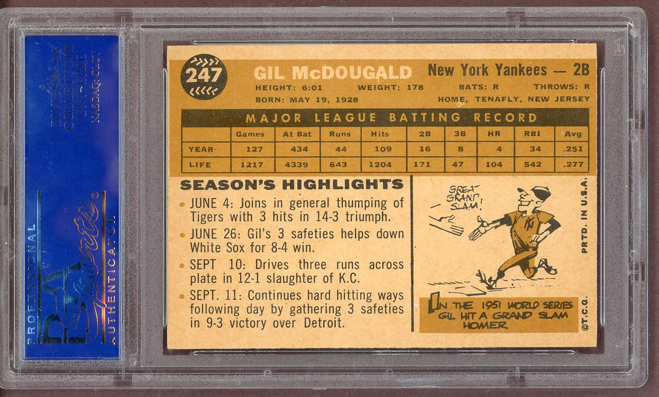 1960 Topps Baseball #247 Gil McDougald Yankees PSA 6 EX-MT 561154