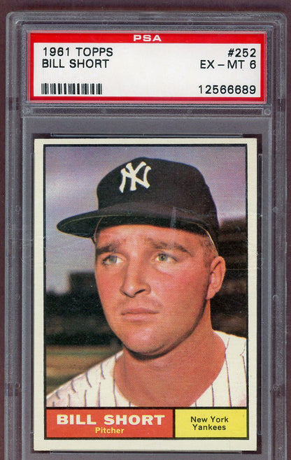 1961 Topps Baseball #252 Bill Short Yankees PSA 6 EX-MT 561155