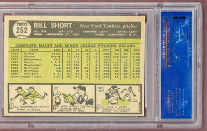 1961 Topps Baseball #252 Bill Short Yankees PSA 6 EX-MT 561155