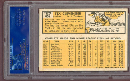 1963 Topps Baseball #457 Tex Clevenger Yankees PSA 6.5 EX-MT+ 561160