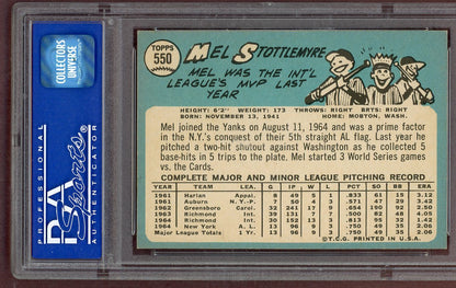 1965 Topps Baseball #550 Mel Stottlemyre Yankees PSA 6 EX-MT 561163