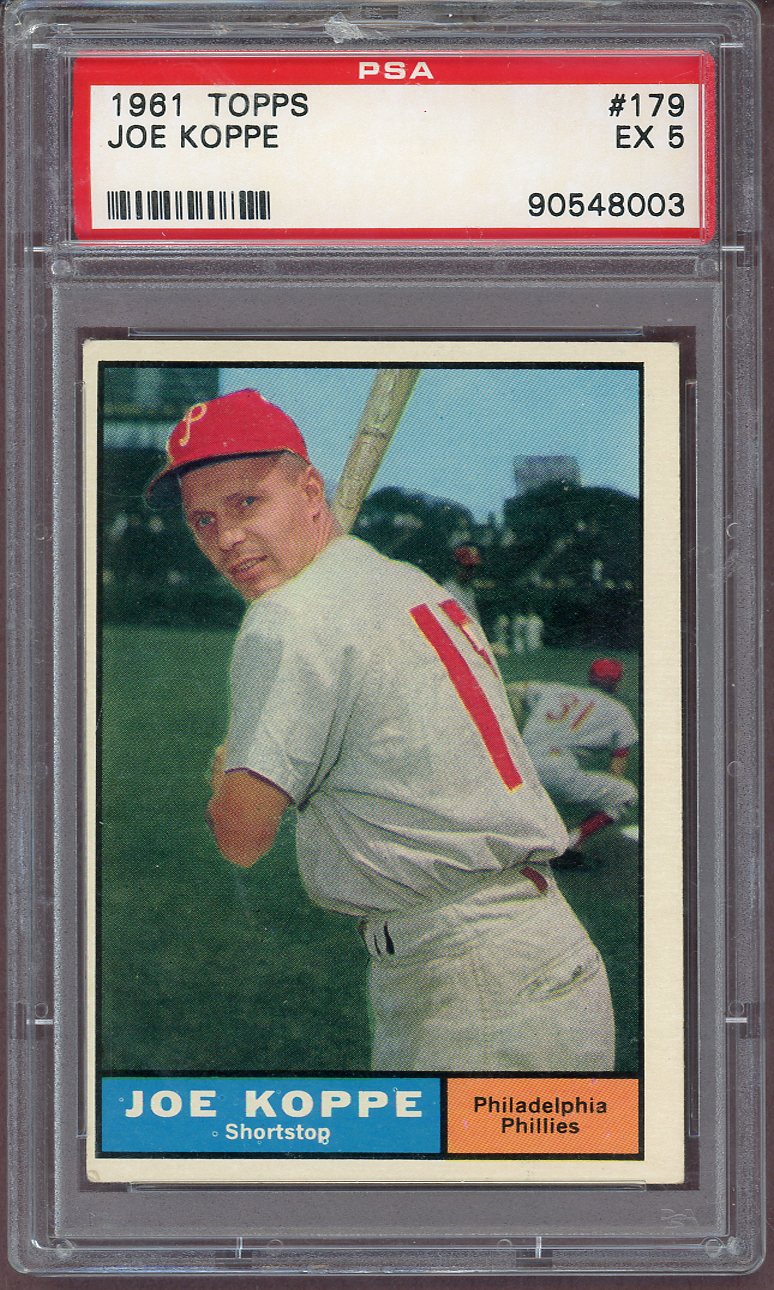1961 Topps Baseball #179 Joe Koppe Phillies PSA 5 EX 561165