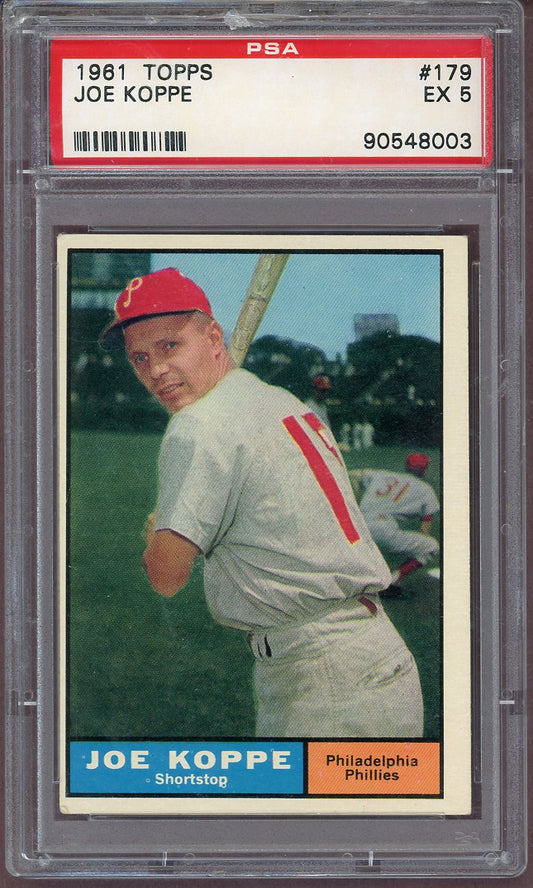 1961 Topps Baseball #179 Joe Koppe Phillies PSA 5 EX 561165