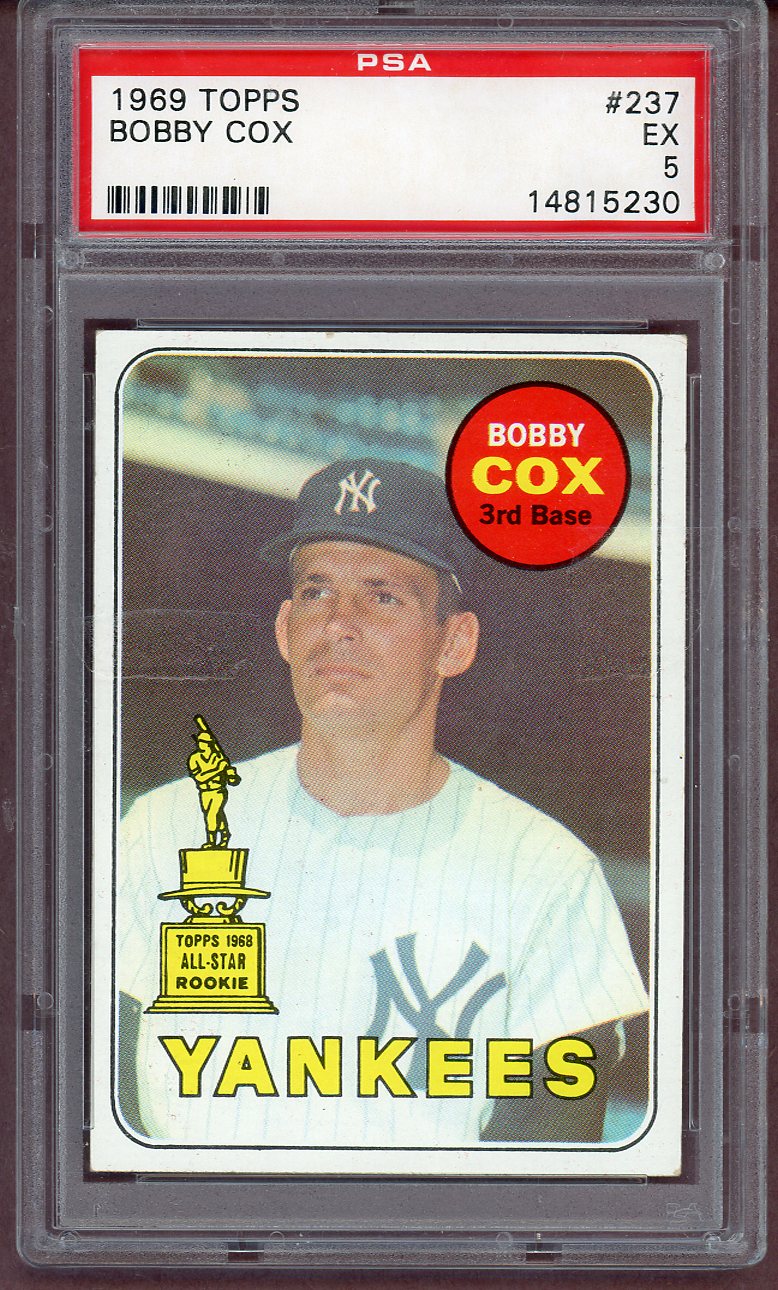 1969 Topps Baseball #237 Bobby Cox Yankees PSA 5 EX 561166